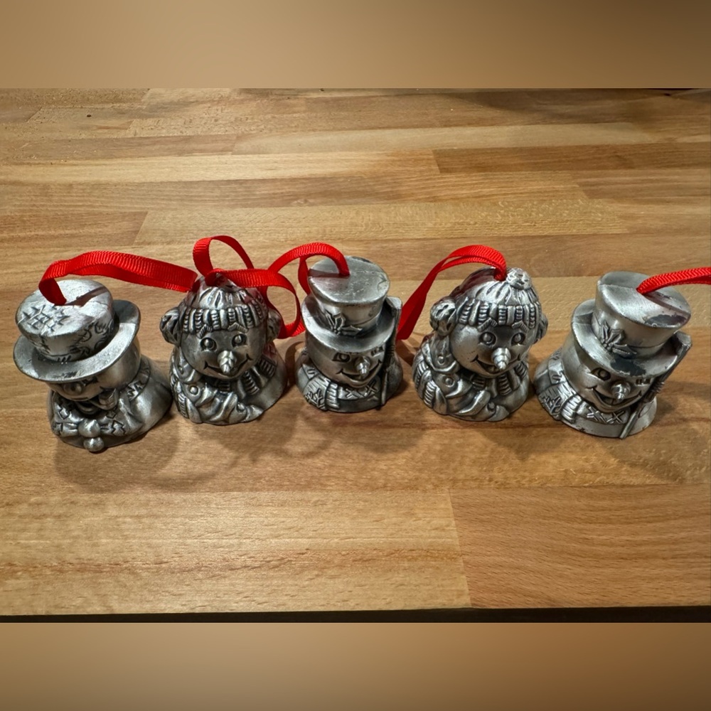 Vintage Pewter Snowman Christmas Ornaments